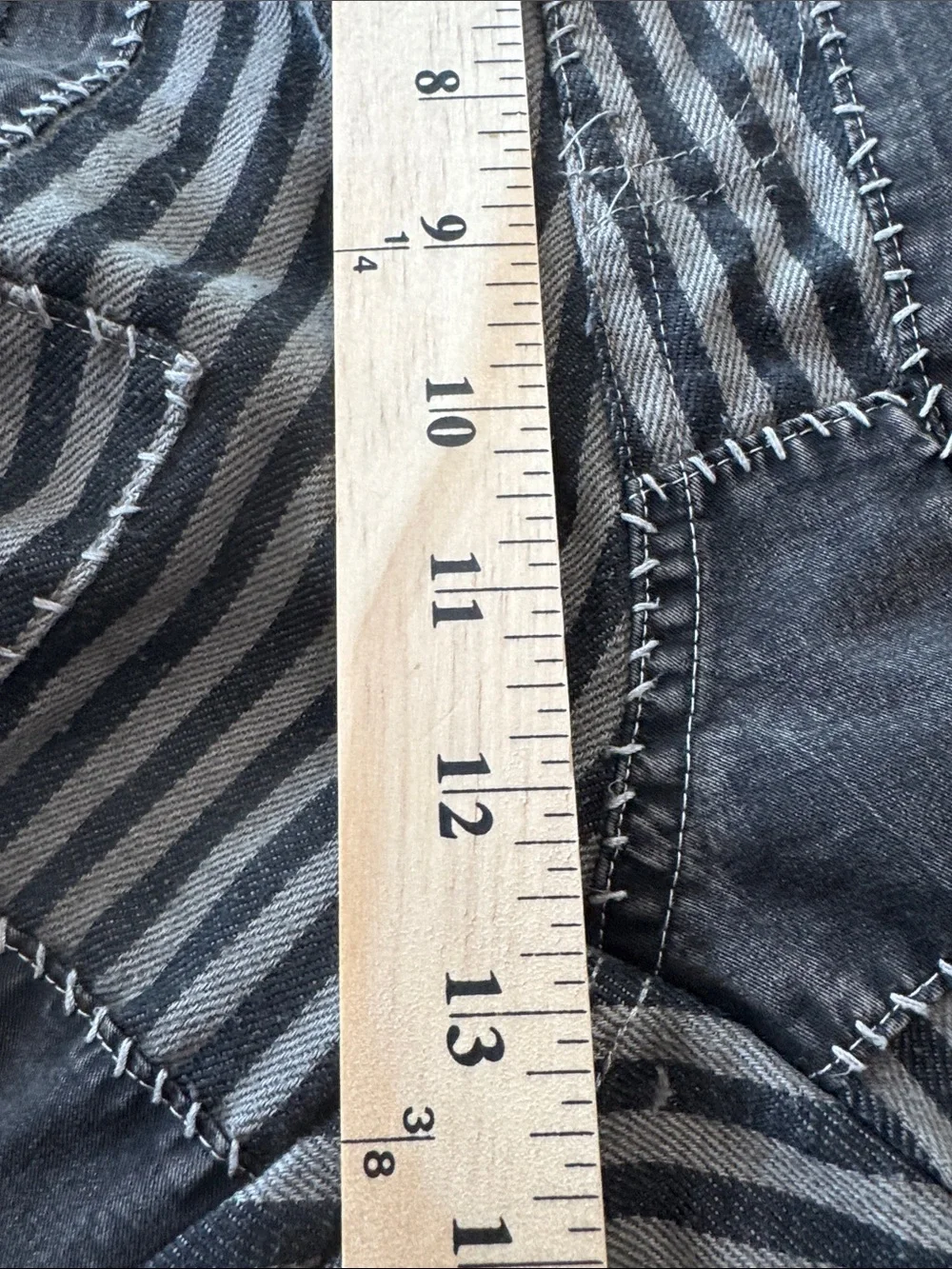 NWT Blue Velvet Striped Patchwork Pants in Black and Gray - Picture 10 of 14